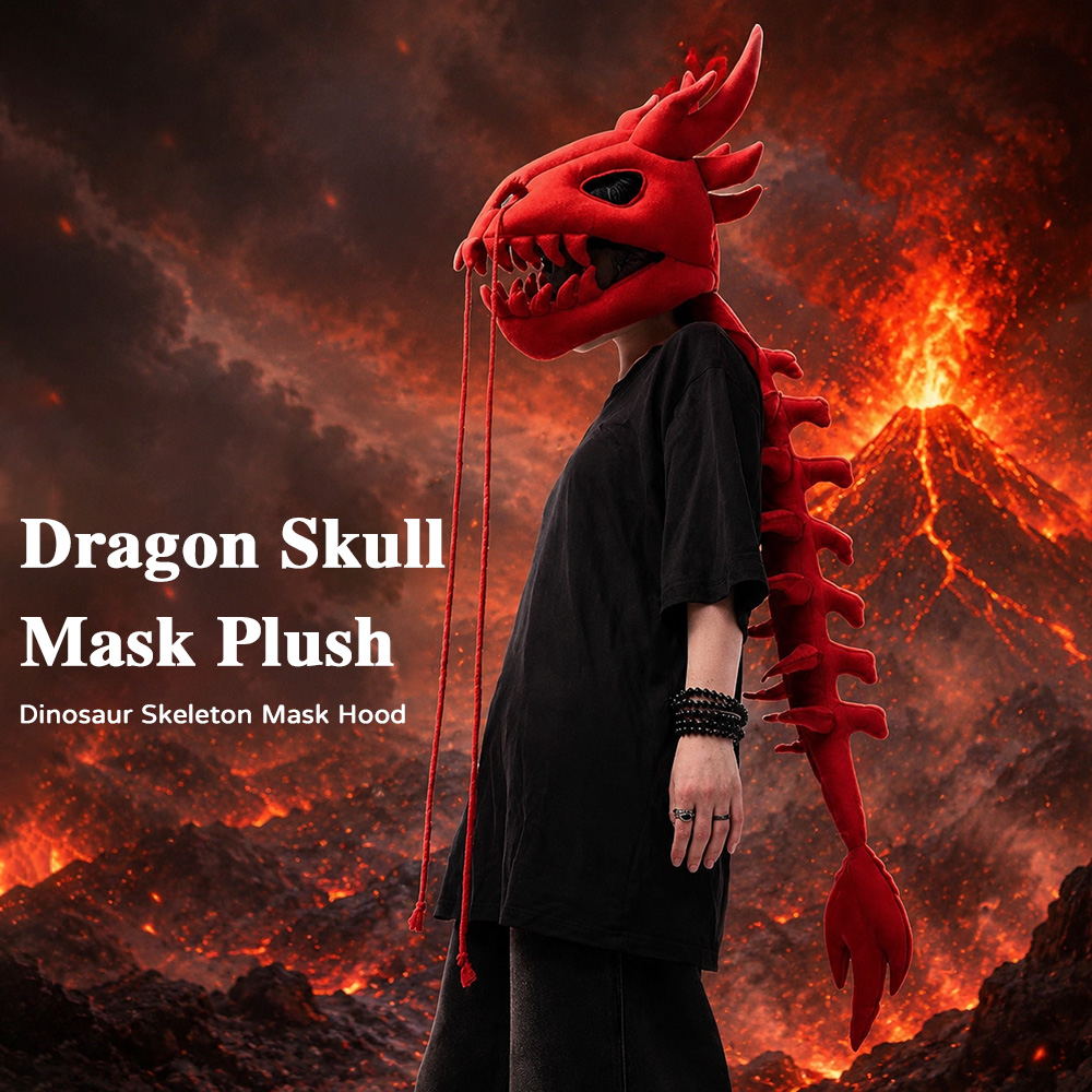 Anime Cosplay Eyes - Dragon Skull Spine Plush Hood Long