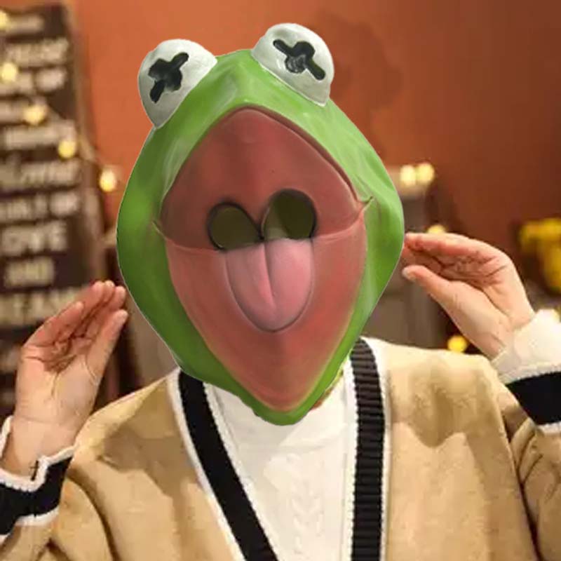 The Kermit Frog Meme Head Mask - Anime Cosplay Meme recension och pris
