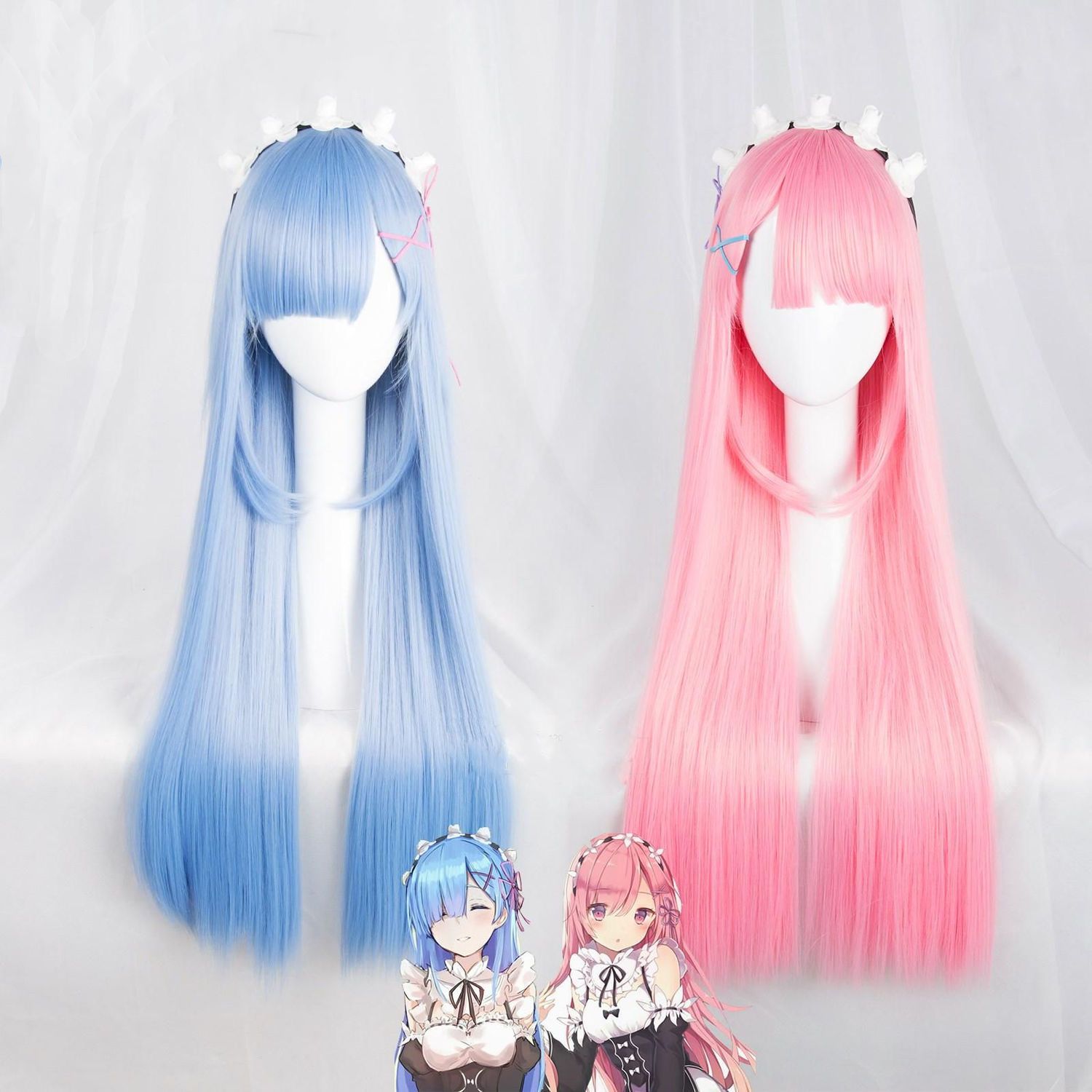 Re Zero Ram & Rem Cosplay Wig  - Anime Cosplay Rem recension och pris